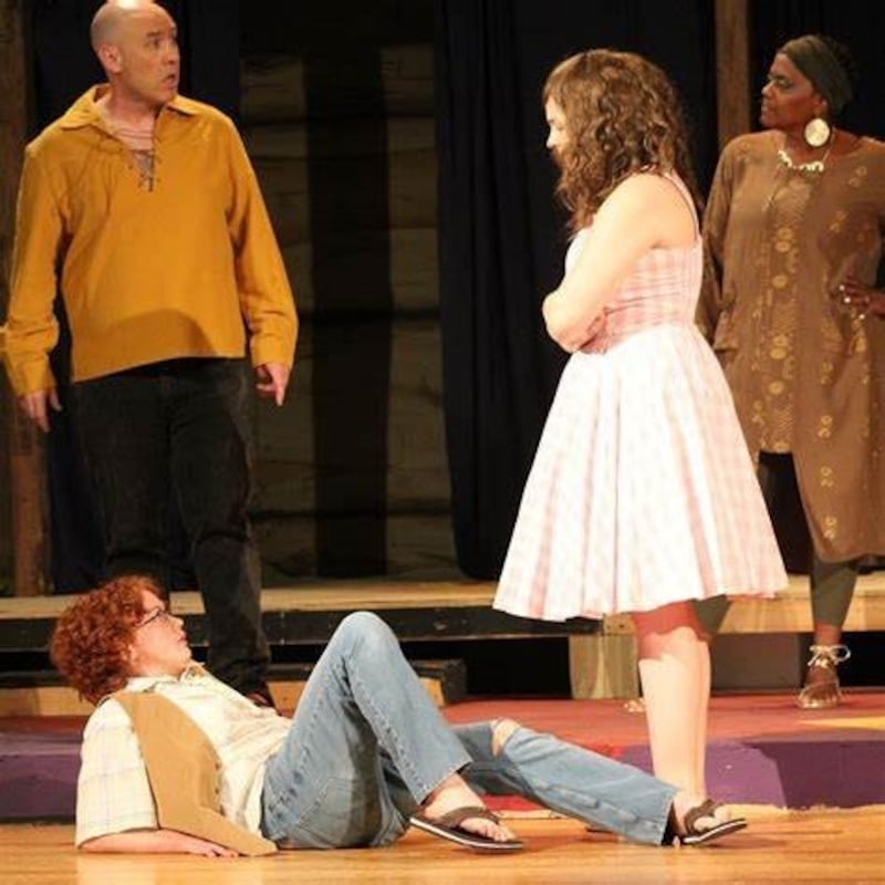 Bob Philip, left, Forrest Boes, Cheyanne Kreush and Monica Archie from the October 2023 production of The Ark at Streator’s Engle Lane Theatre.