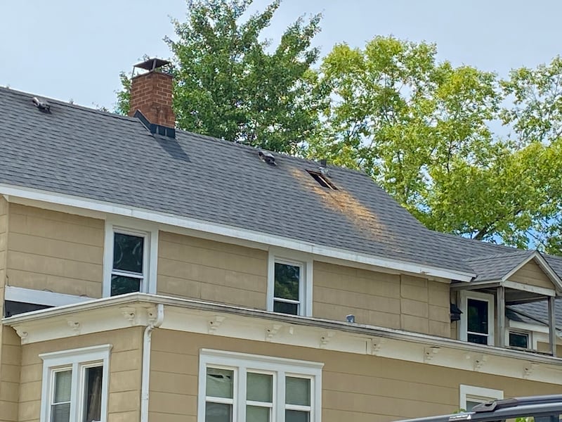 The aftermath of a fire that broke out in a second-floor apartment of a rental complex in the 600 block of South Cross Street in Sycamore on Friday, July 4, 2025. Crews had to cut a hole in the roof to vent the building of smoke when the fire broke out about 9:30 p.m. July 3, according to the Sycamore Fire Department.