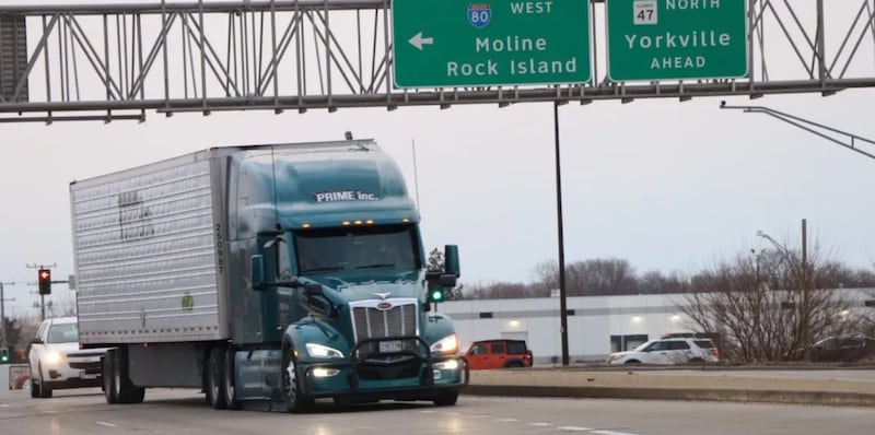 A truck drives on Illinois roads