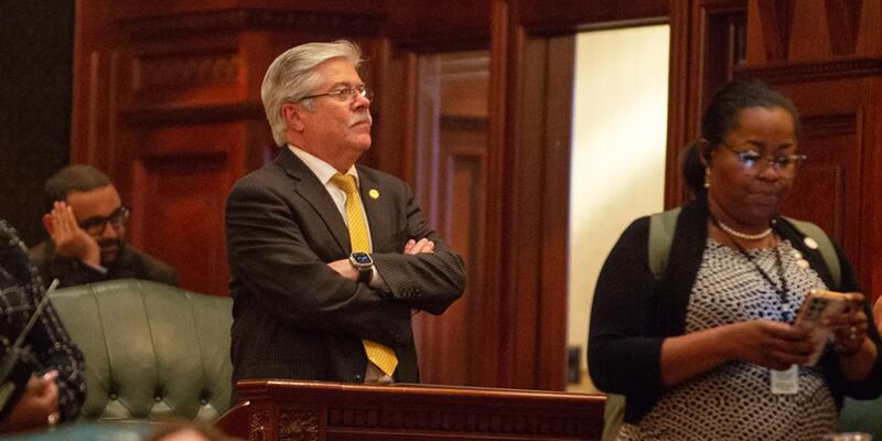 State Rep. Fred Crespo, D-Hoffman Estates, is pictured on the Illinois House floor in May 2024 after voting against the state budget for the current fiscal year.