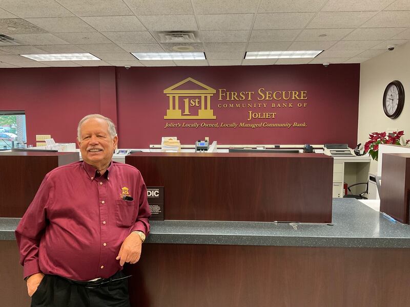 Jay Bergman, chairman of the board and controlling shareholder of the First Secure Bank Group, stands in the lobby at the Joliet branch, 2398 Essington Road. Bergman is a lifelong Joliet resident.