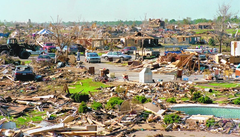 The Peerless and Lily Cache subdivisions in Plainfield, just south of Renwick Road, are destroyed by the Aug. 28,1990, tornado.
