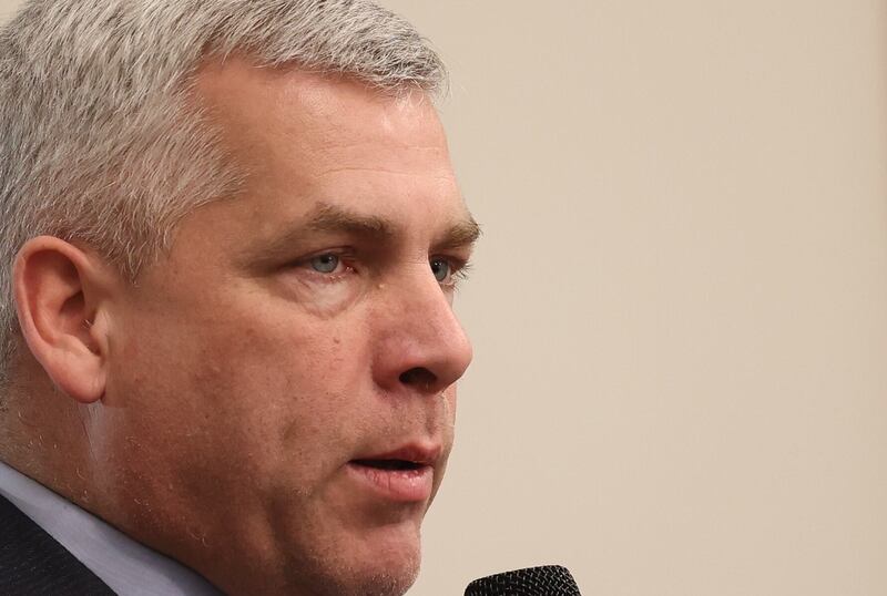 Former Joliet Mayor Bob O’Dekirk answers a question at a forum for the candidates at the Joliet Public Library on Tuesday, March 28, 2023 in Joliet.