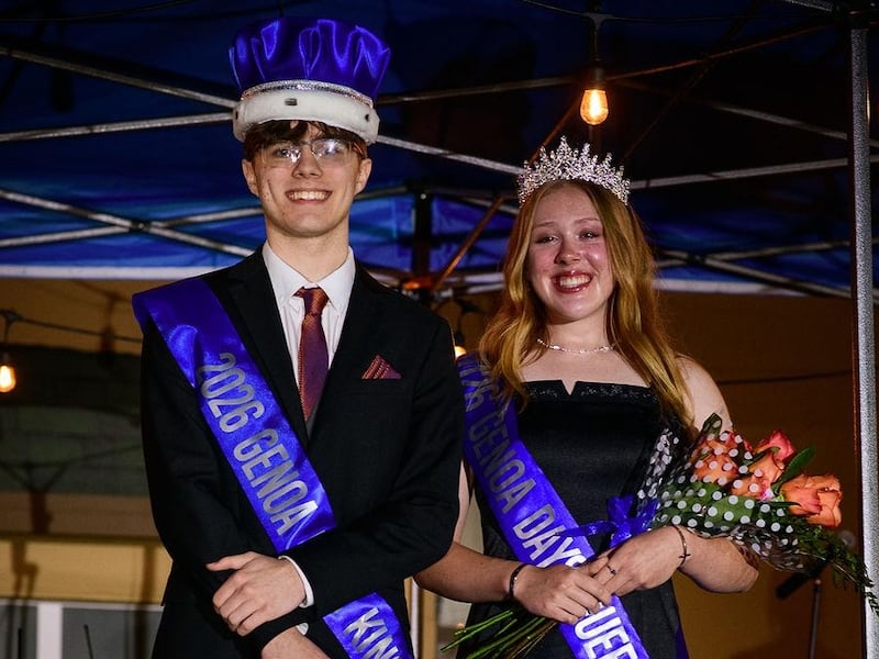 Nolan Boehmer (left) and Grace Frederick bask in their royal glory after being crowned King and Queen of this year’s Genoa Days King and Queen Scholarship contest, hosted by the Genoa Area Chamber of Commerce. The pair were crowned on May 27, 2026. They each received a $1,500 scholarship.