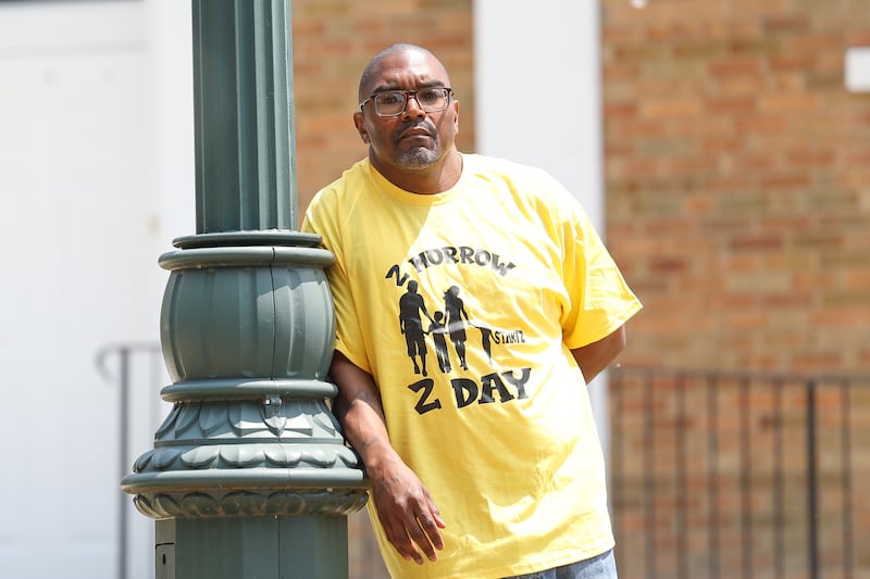 Jaron Nabors stands outside St. Mark CME Church on Wednesday, June 7, 2023, in Joliet.