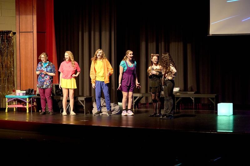 Hall High School students rehearse "Madlibs, the Adjective Musical." The performance is scheduled April 4-6 at the high school's auditorium.