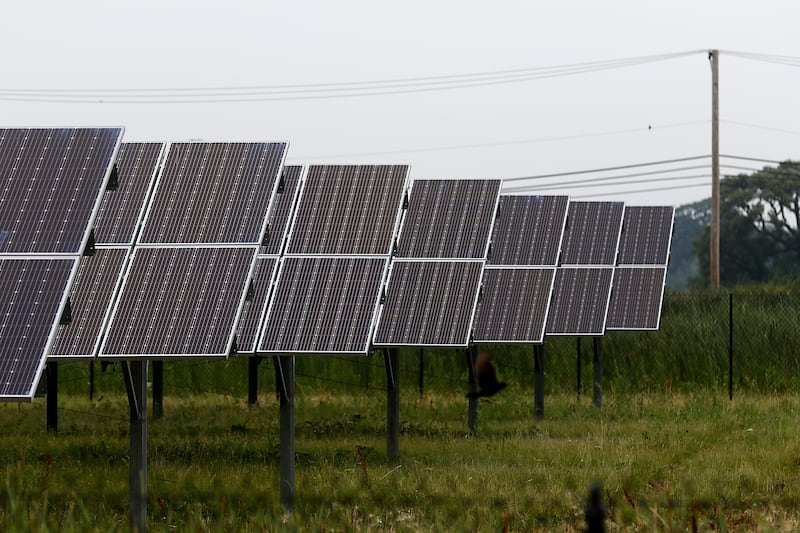 The solar farm at Huntley High School on Friday, June 30, 2023. Multiple solar farms across McHenry County are being presented to the McHenry County Board creating concerns of watershed, farmland and pollinator issues.