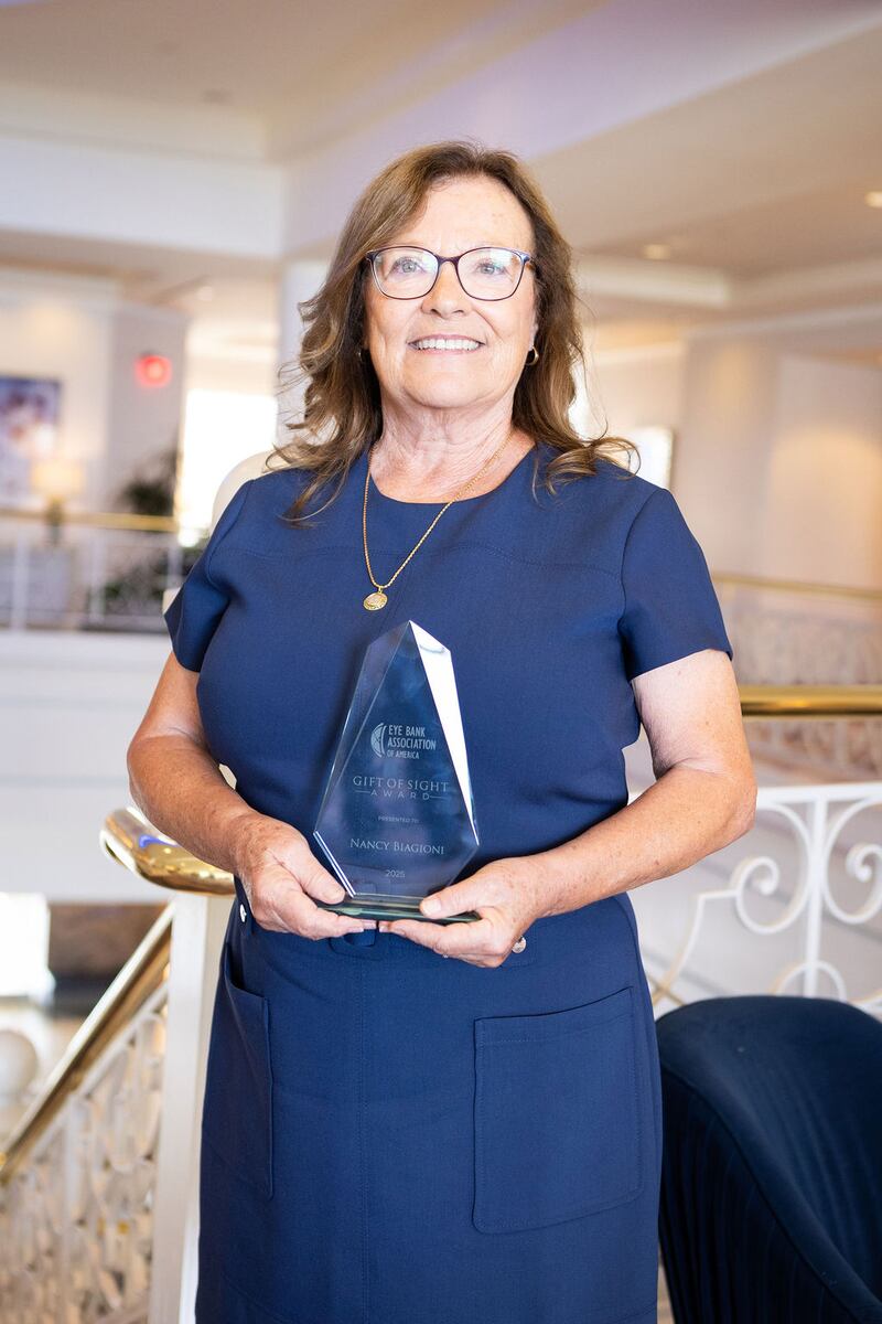 DePue native Nancy Biagioni was the recipient of 2025 Gift of Sight Award, the Eye Bank Association of America recently announced.