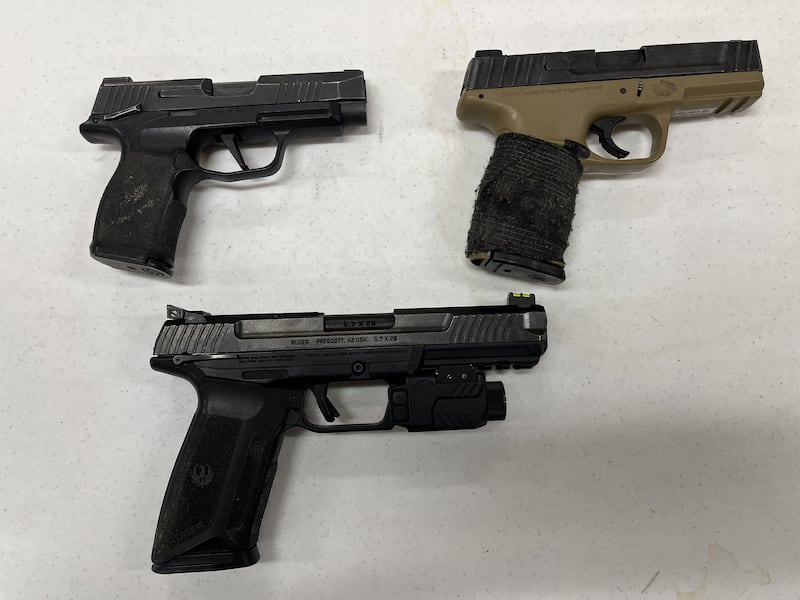 These were the firearms confiscated by Kankakee County Sheriff's Department deputies located during a traffic stop Feb. 5, 2026, in Kankakee.