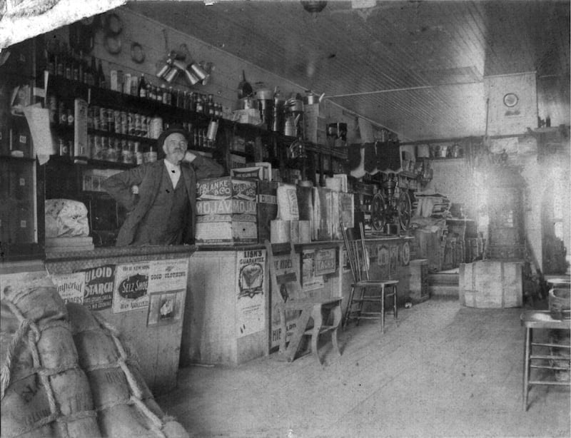 Martin’s Gen’L Store interior and Mr. Pantall, 1905 by Bruce Pessink for Historic Nomination.