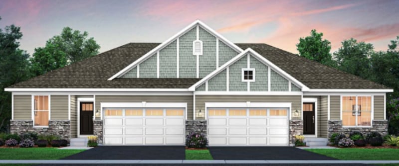 Elevations show one of the designs in a proposed duplex development along Route 47 in Huntley.
