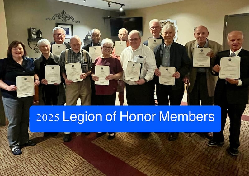 The Kiwanis Club of Joliet recognized 15 members with Legion of Honor Certificates for 25 years of service to the organization.
Thursday, Dec. 18, 2025.