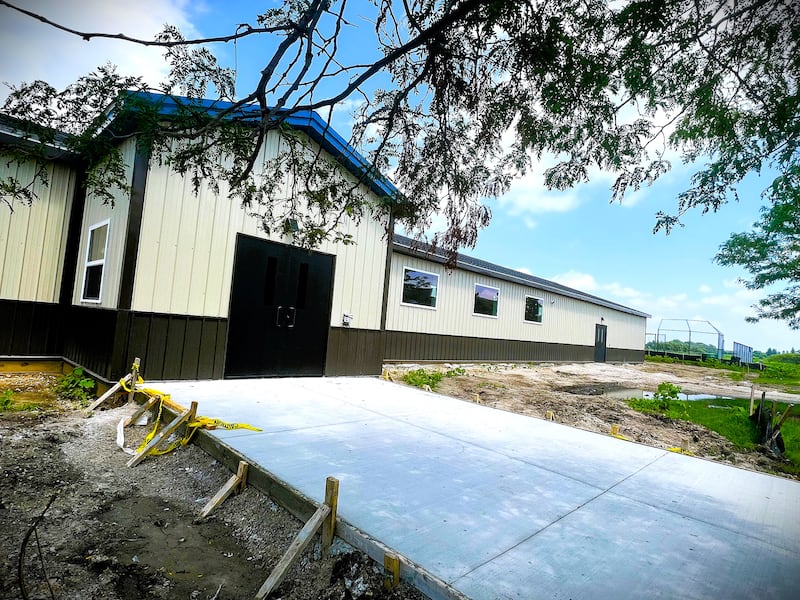 Yorkville 115 is completing construction on temporary classroom structures outside three elementary schools to provide extra space for their students. Pictured, the nearly complete structure at Grande Reserve Elementary School.