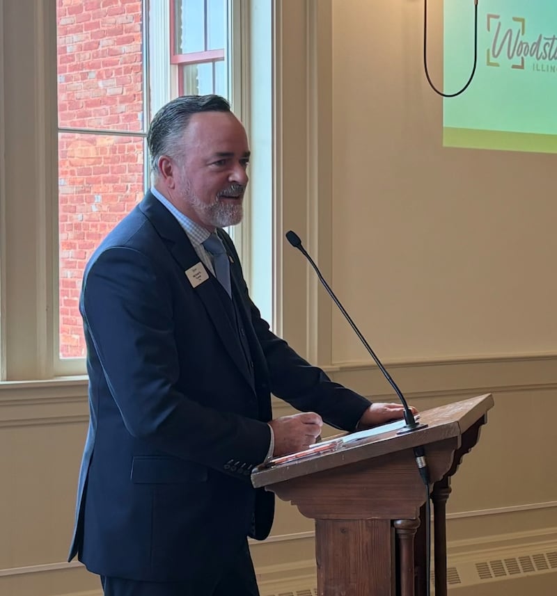 Woodstock Mayor Mike Turner gives his state of the city address Oct. 7, 2025.