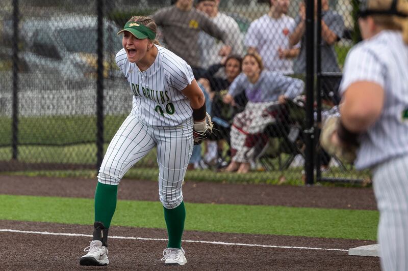 (00) J Pinter of St. Bede screams in excitement after sectional championship win on Tuesday, May 27, 2025 at Illinois Valley Central High School in Chillicothe.
