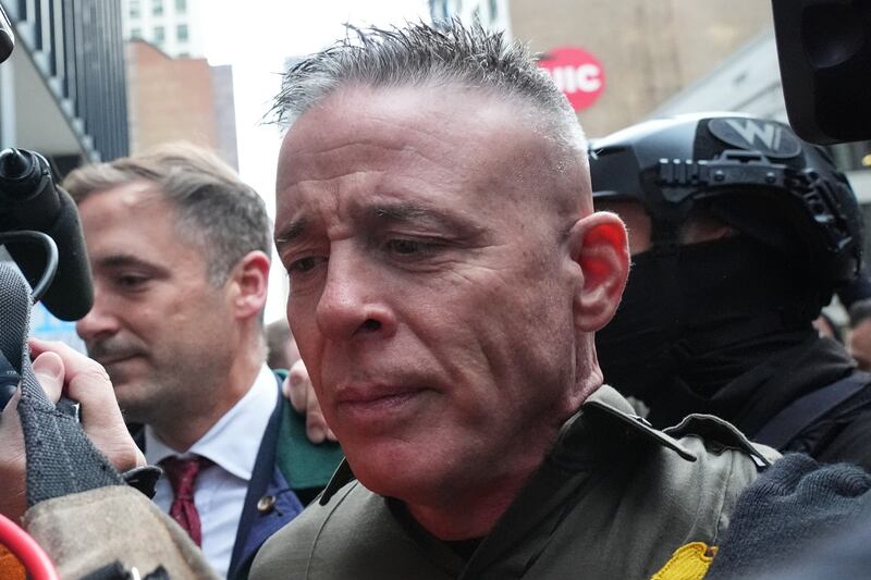 U.S. Customs and Border Patrol Gregory Bovino arrives outside federal court in Chicago, Tuesday, Oct. 28, 2025. (AP Photo/Nam Y. Huh)