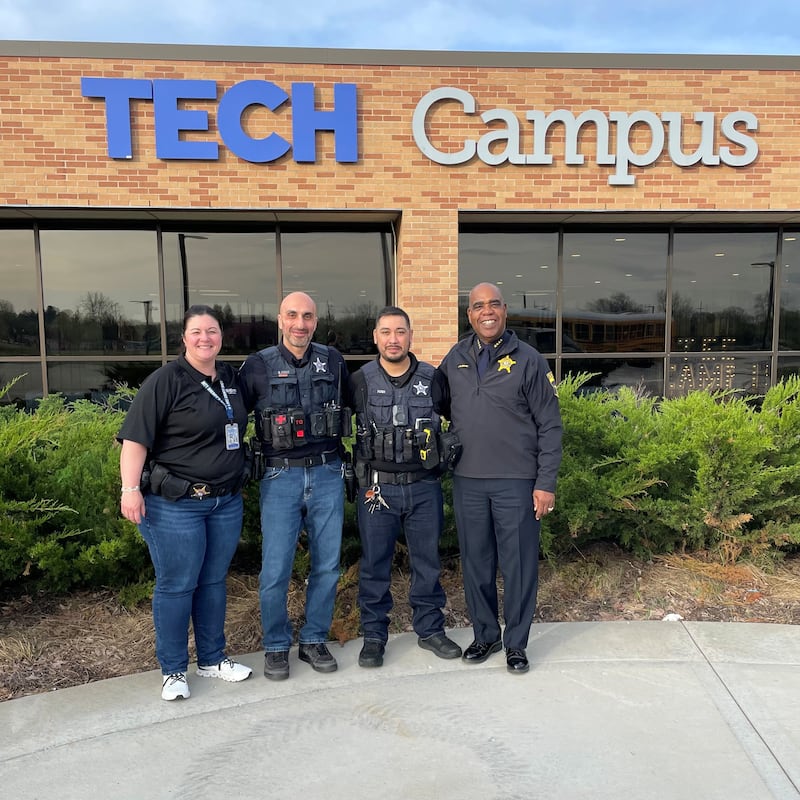Lt. Sara Balmes-Flores (from left), Deputy Bart Fiore, Deputy David Puma and Lake County Sheriff John D. Idleburg