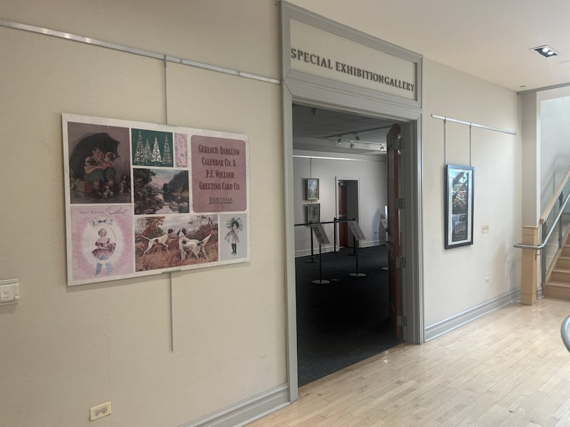 The Joliet Area Historical Museum’s newest exhibit showcases Gerlach Barklow Co. (calendar company) P. F. Volland Company (publisher) and Rust Craft Greeting Card Company.