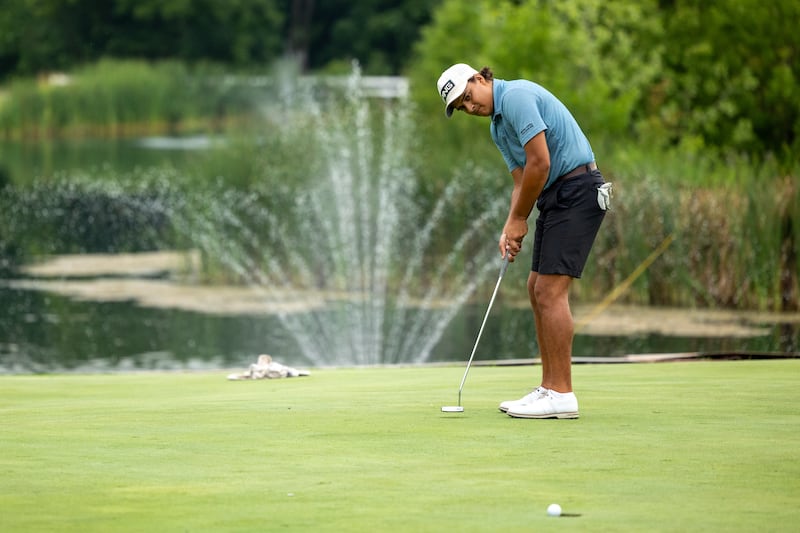 Jaydon Nambo putts at the 45th Richard J. Berry Memorial on Sunday, July 13, 2025, at the Eastwood in Streator.