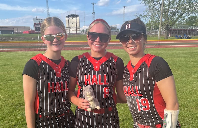 Hall's Madison Krewer, Charlie Pellegrini and Bernie Larsen helped the Red Devils to an 8-4 win over Princeton on Friday.