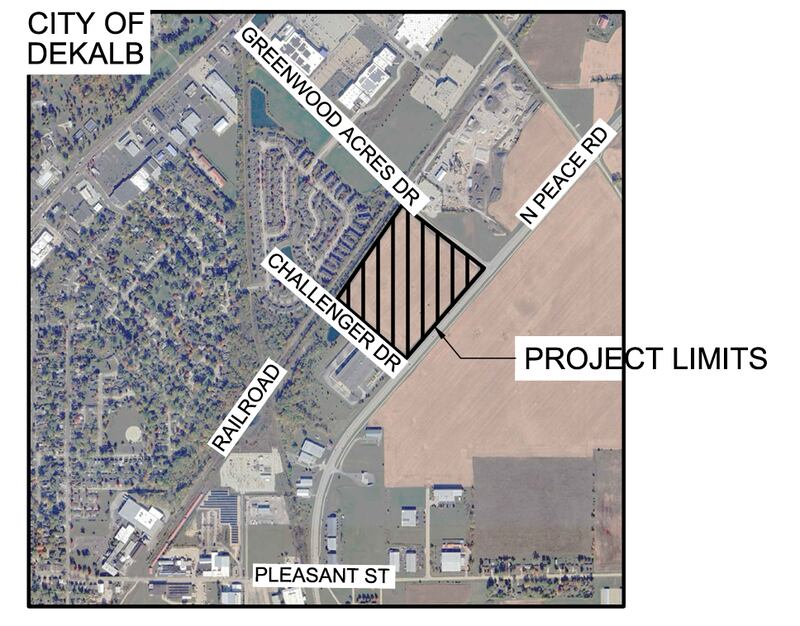 Champaign-based Donato Solar has submitted a petition to rezone and annex about 30 acres of land along the west side of Peace Road between Greenwood Acres and Challeger drives in DeKalb for the development of a solar field and two-building data center.