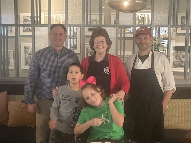 The Uptown Grill, located at 601 First St., La Salle will host the 27th annual spaghetti supper fundraiser to benefit Lighted Way Association, Inc. Pictured in this preview photo are (front, from left) Lighted Way students Anura Joniak and Olivia Walz. In the rear, from left, are Uptown co-owner Jim Lannen, Lighted Way executive director Jessica Kreiser, and head chef Chris Plankenhorn