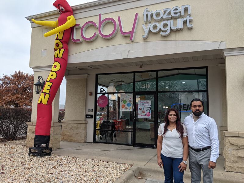 Samad Khan, right, and his wife Ankita Patel, left, are the new franchise owners of TCBY, located at 2840 U.S. Route 34 in Oswego.