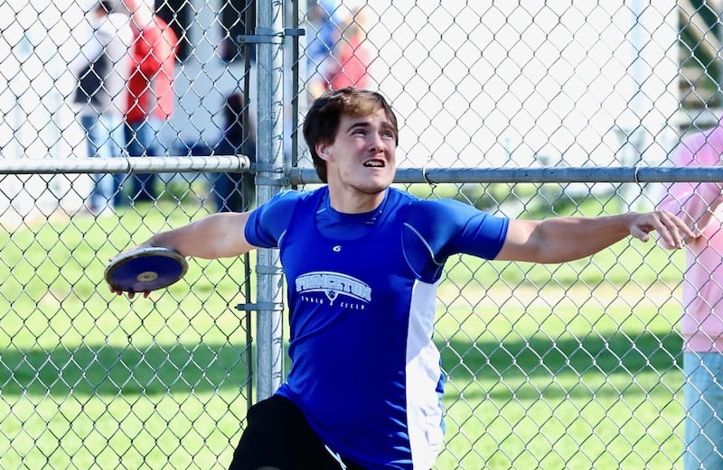 Princeton sophomore Landen Hoffman throws a season-best discus toss of 165-5. He also leads Bureau County throwers in the shot put at 49-3 1/4.