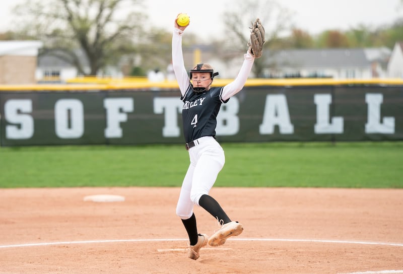 Huntley's Layla Olson pitches during their game against McHenry on Wednesday, April 30, 2025 at Huntley High School. Ryan Rayburn for Shaw Local