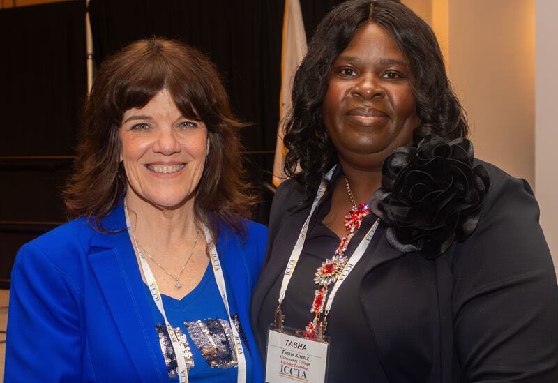 Illinois Community College Trustees Association president-elect Patricia Murphy and Tasha Kimble