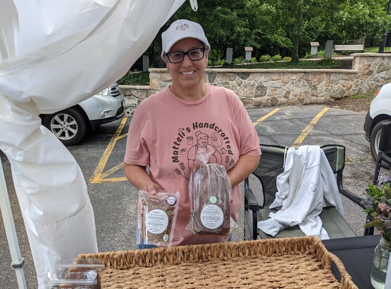 Elizabeth Quezada owns the Joliet-based Matteli’s Bakery and was selling her sourdough bread and other items at the Oswego Country Market on June 14, 2026.