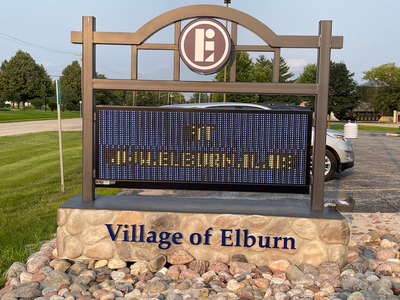 Elburn Village Hall sign.