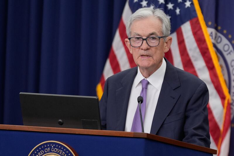 Federal Reserve Chairman Jerome Powell speaks at a news conference after the Federal Open Market Committee meeting Wednesday, Oct. 29, 2025, at the Federal Reserve Board Building in Washington. (AP Photo/Manuel Balce Ceneta)