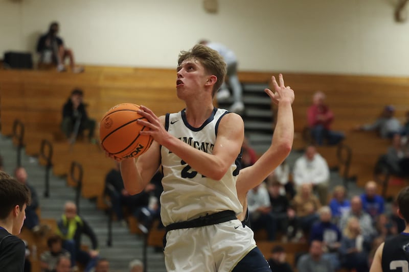 Lemont’s Gabe Sularski looks to take a shot against Lake Zurich in the 50th Annual Jack Tosh Holiday Classic on Thursday, Dec. 26, 2024 at York High School.