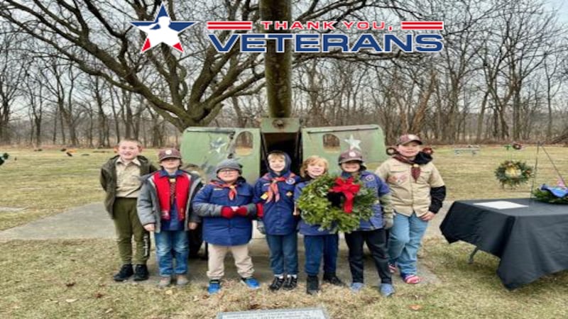 Local volunteers working to honor veterans at Joliet’s Woodlawn Cemetery with Christmas wreaths