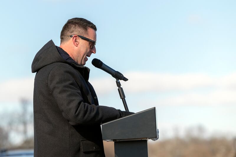 Dixon Family YMCA CEO Andy McFarlane thanks the board, city leaders and local supporters for helping to start the process of building the new child development center Monday, Nov. 27, 2023.
