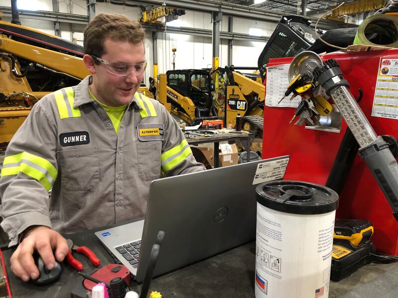 Gunner Dunnett, 22. of Woodstock, on Friday, March 14, at Altorfer CAT in East Dundee were he works as an apprentice technician. In February, Dunnett was honored as the best in North American at the Caterpillar Dealer Top Apprentice Program held in Melbourne, Australia.