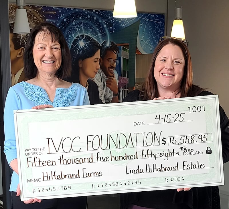 Marie Taylor, pictured here (left) with Tracy Beattie, executive director of the IVCC Foundation.