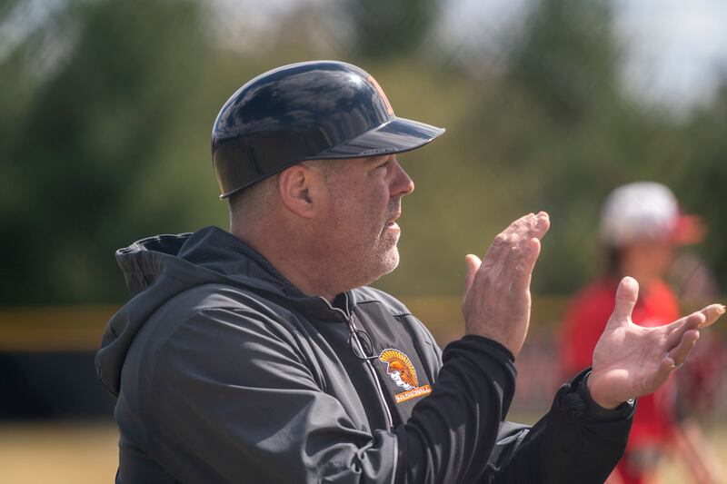 McHenry baseball head coach Brian Rockweiler during the game against Huntley on Saturday, April 9, 2022 at Petersen Park in McHenry. Huntley won 7-5. Ryan Rayburn for Shaw Local