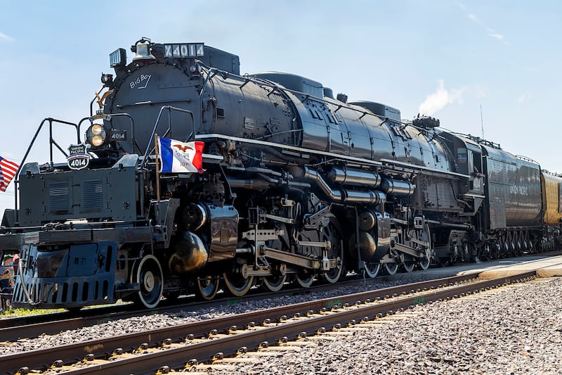 Union Pacific Big Boy 4014 pulls in for a whistle stop Tuesday, June 2, 2026, in Sterling.