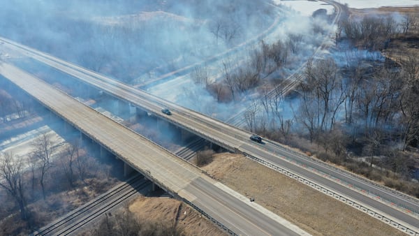 Photos: Large brush fire engulfs area along Interstate 180 in Princeton