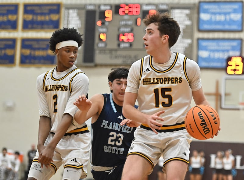 Joliet Catholic's Brady Tunkel (15) in action during the non-conference game against Plainfield South on Tuesday, FEB. 10, 2026, at Joliet.