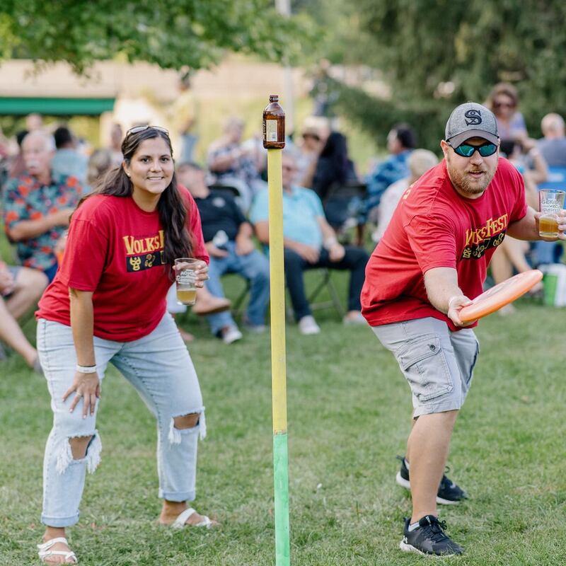 Celebrate a decade of Volksfest from Sept. 6 through Sept. 9, 2024, along the banks of the beautiful Kishwaukee River in Genoa. The festival will feature family-friendly games including frisbee golf (shown).