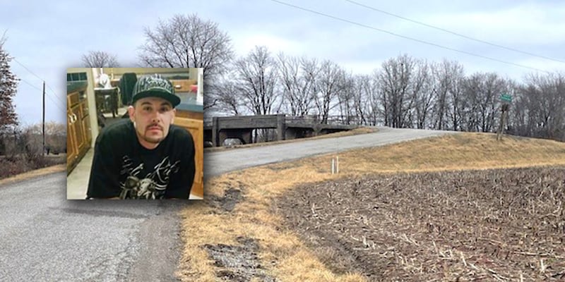 Police theorize the truck hit a bump near this railroad bridge on Binney Station Road near Staunton and threw Kirtis Davenport from the truck. Bottom Inset of Davenport.