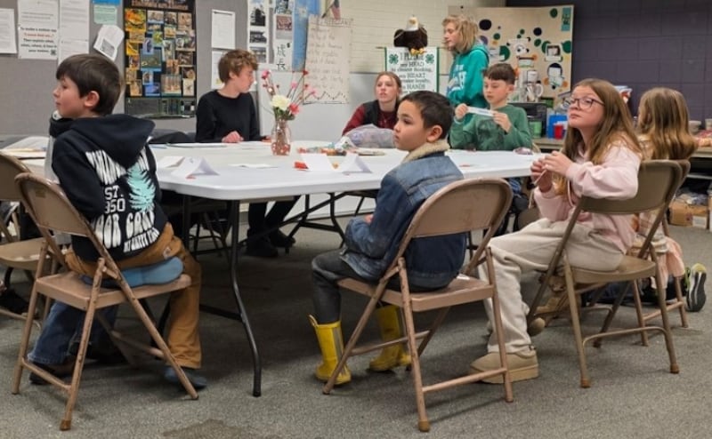 Pictured are Finn Slattery, Kolton Motszko, Alister De La Barrera, Hazel Friday, Izabel Cortinez, Luis Smith, David Bagwell and Lydia Sherburne.