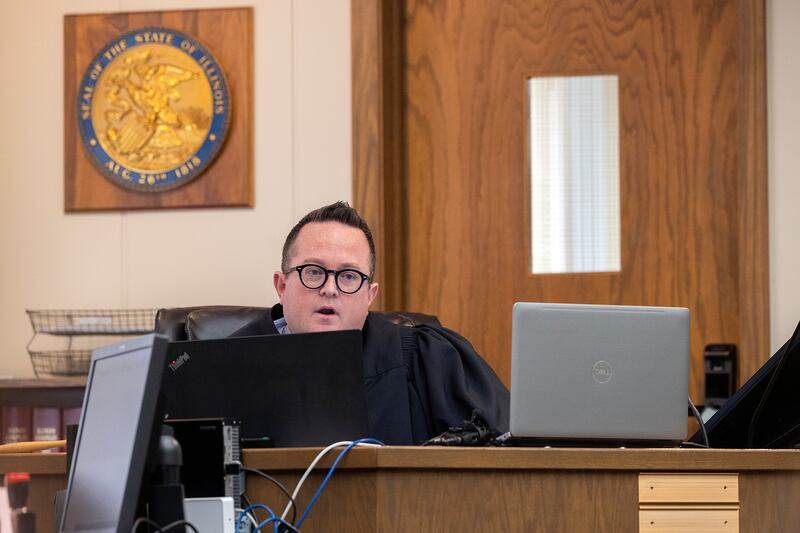 Judge Matthew Klahn oversees the hearing of Matthew Herpstreith Wednesday, April 23, 2025. Herpstreith pled not guilty in the death of Jackson Kradle.