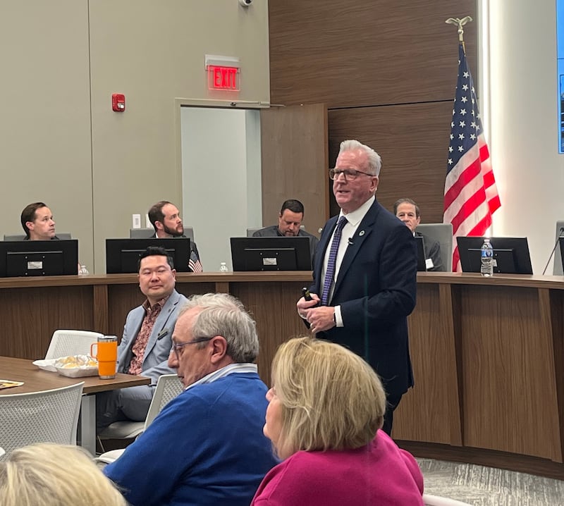 Cary Mayor Mark Kownick gives the State of the Village address March 13, 2025 at the annual Cary-Grove Area Chamber of Commerce luncheon.
