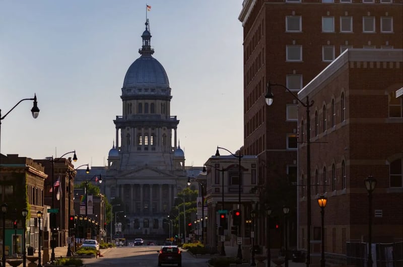 The Illinois State Capitol is pictured from downtown Springfield.