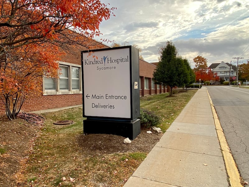 The entrance to Kindred Hospital, 225 Edward St., Sycamore, on Wednesday, Oct. 23, 2024. The hospital is expected to close in 2025, officials confirmed to Shaw Local News Network.