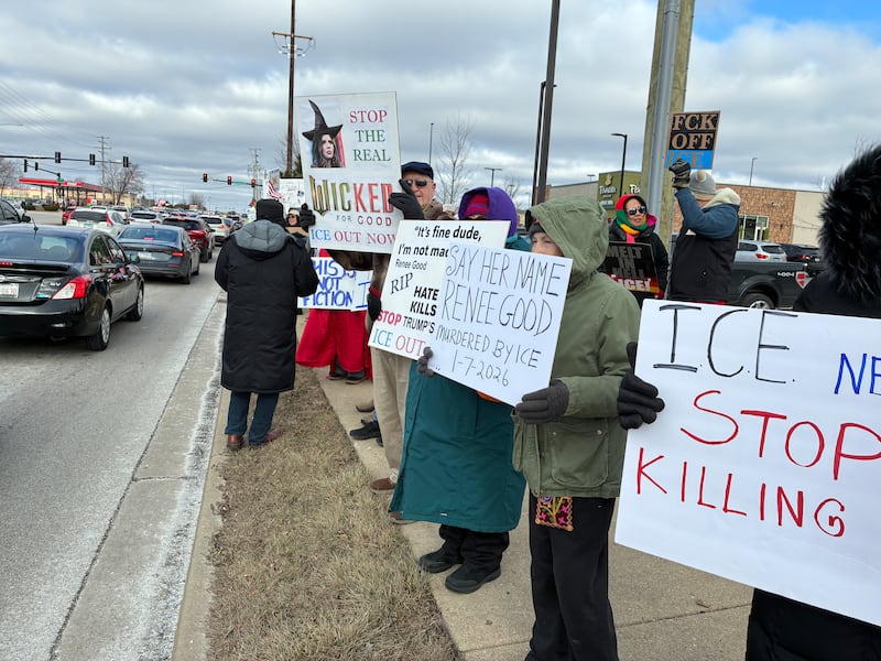 More than 600 people came out Sunday, Jan. 11, 2026, on Route 31 in McHenry for an anti-ICE protest, organized by Indivisible McHenry County. The national organization encouraged protests over the weekend on response to the death of Renee Good Wednesday in Minneapolis.